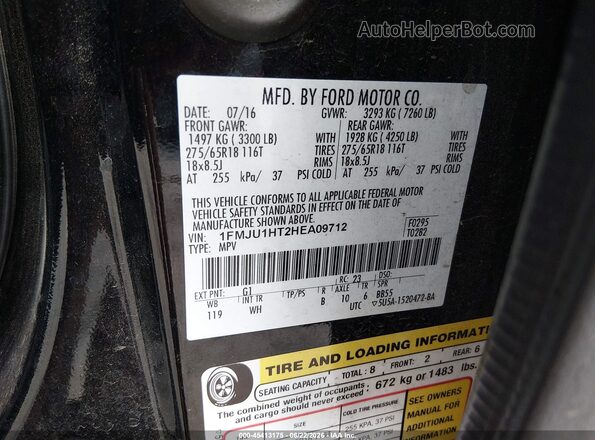 1FMJU1HT2HEA09712 2017 FORD EXPEDITION Черный Вид подкапотного пространства