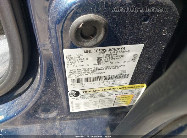 1FMJU1HT3GEF50220 2016 FORD EXPEDITION Blue Vista del compartimento del motor
