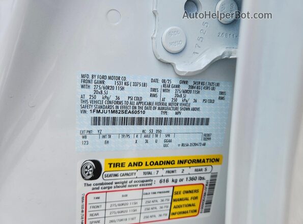 1FMJU1M82SEA60510 2025 FORD EXPEDITION White Вид наклейки з VIN-кодом
