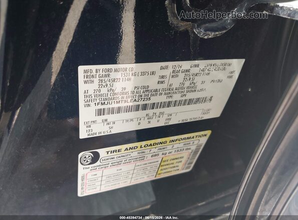 1FMJU1MT9LEA27235 2020 FORD EXPEDITION Black 
