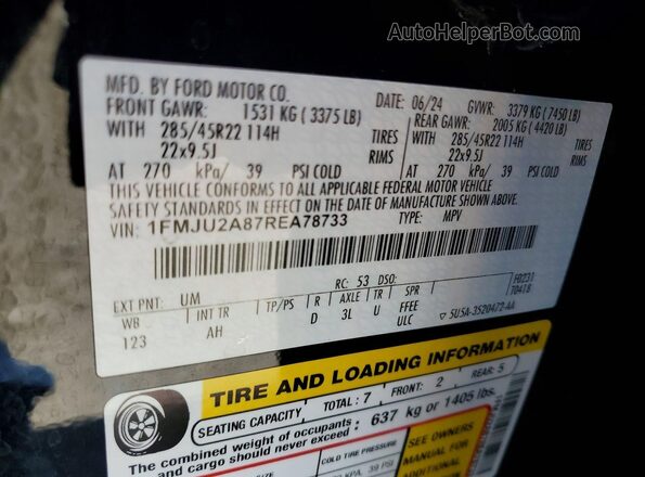 1FMJU2A87REA78733 2024 FORD EXPEDITION Black VIN sticker view