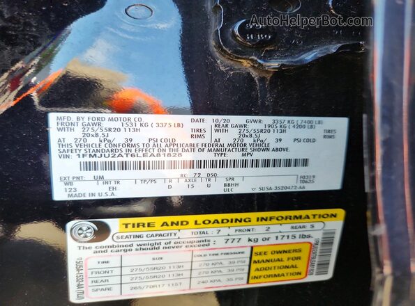 1FMJU2AT6LEA81828 2020 FORD EXPEDITION Black 