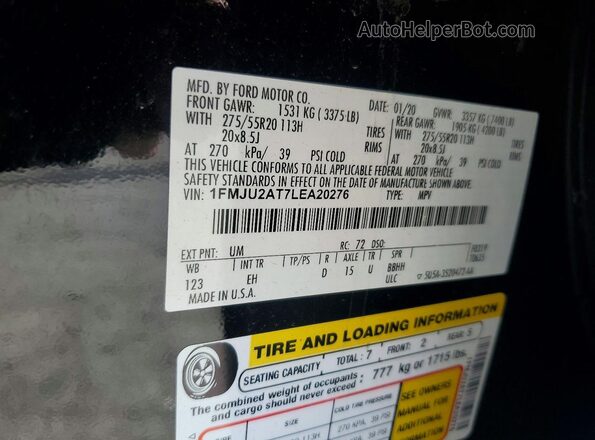 1FMJU2AT7LEA20276 2020 FORD EXPEDITION Black Widok naklejki z numerem VIN
