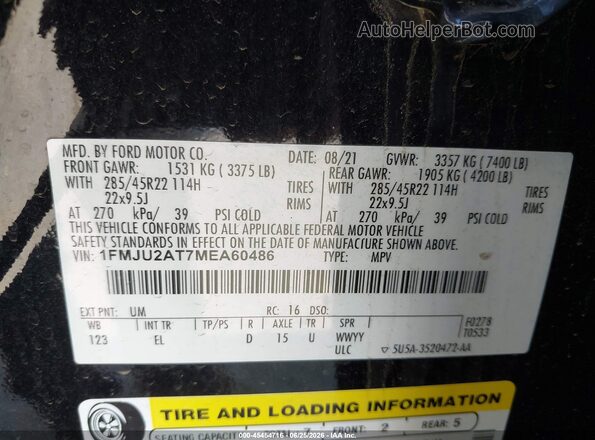 1FMJU2AT7MEA60486 2021 FORD EXPEDITION Black Vista del compartimento del motor