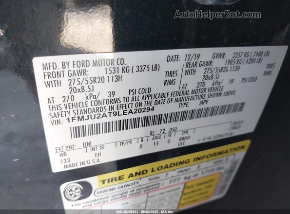 1FMJU2AT9LEA20294 2020 FORD EXPEDITION Beige Engine compartment view