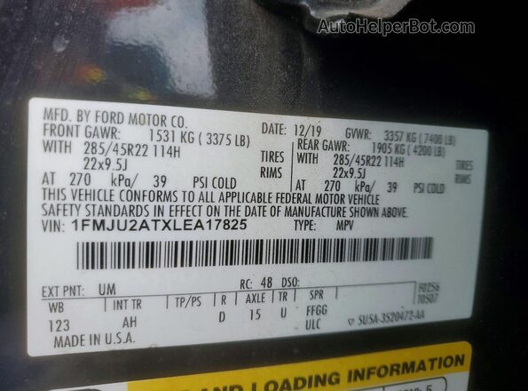 1FMJU2ATXLEA17825 2020 FORD EXPEDITION Black 360 interior view