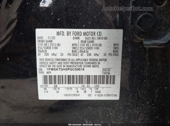 1FMSK7DH0PGC09618 2023 FORD EXPLORER Black Widok komory silnika