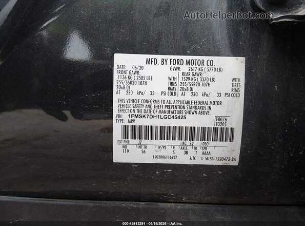 1FMSK7DH1LGC45425 2020 FORD EXPLORER Gray Engine compartment view