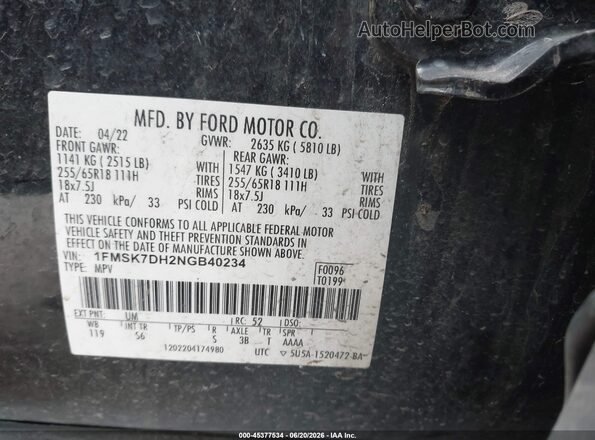1FMSK7DH2NGB40234 2022 FORD EXPLORER Black Вид підкапотного простору