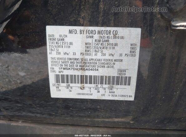 1FMSK7DH3RGA04054 2024 FORD EXPLORER Black Вид підкапотного простору
