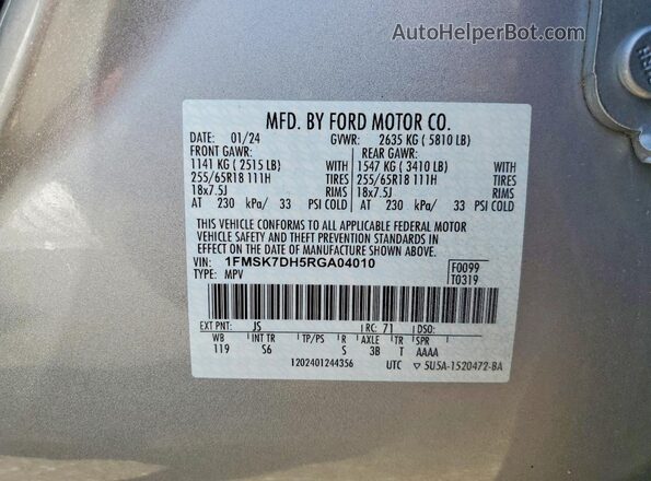 1FMSK7DH5RGA04010 2024 FORD EXPLORER White 