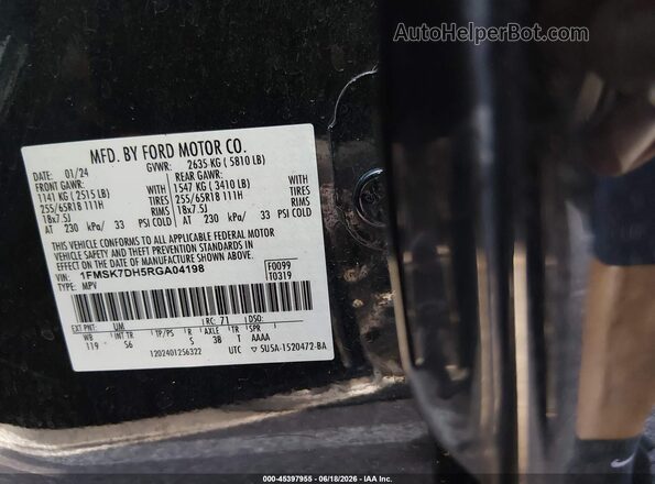 1FMSK7DH5RGA04198 2024 FORD EXPLORER Black 
