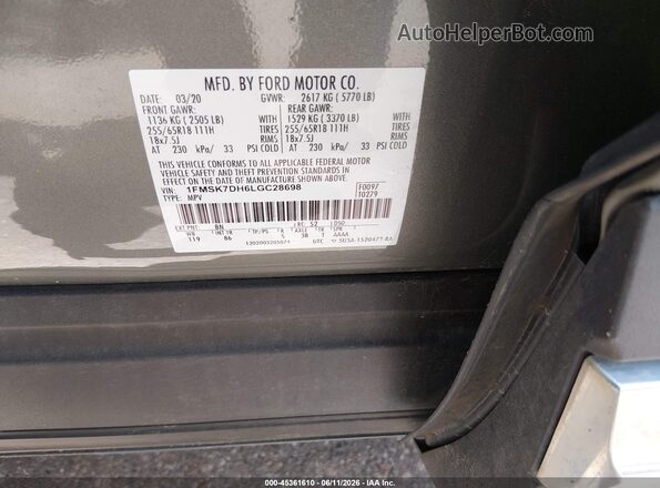1FMSK7DH6LGC28698 2020 FORD EXPLORER Green ძრავის განყოფილების ხედი