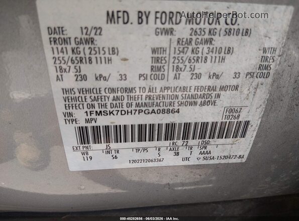 1FMSK7DH7PGA08864 2023 FORD EXPLORER Серебряный Вид подкапотного пространства