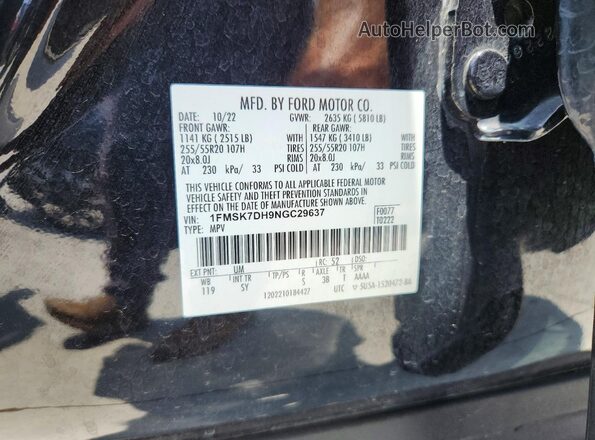1FMSK7DH9NGC29637 2022 FORD EXPLORER Black Engine compartment view