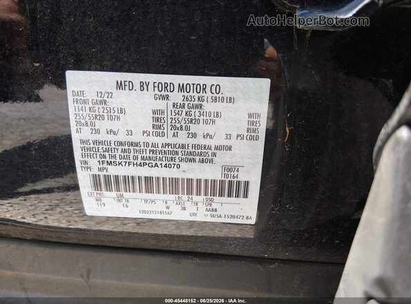 1FMSK7FH4PGA14070 2023 FORD EXPLORER Black Widok komory silnika