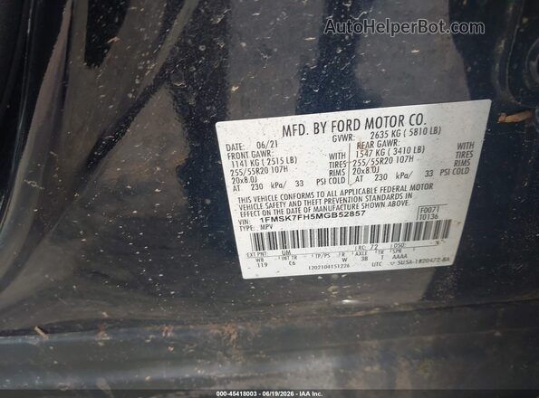 1FMSK7FH5MGB52857 2021 FORD EXPLORER Black Շարժիչի բաժամունքի տեսք