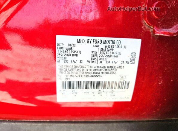 1FMSK7FH7MGA22269 2021 FORD EXPLORER Red Engine compartment view