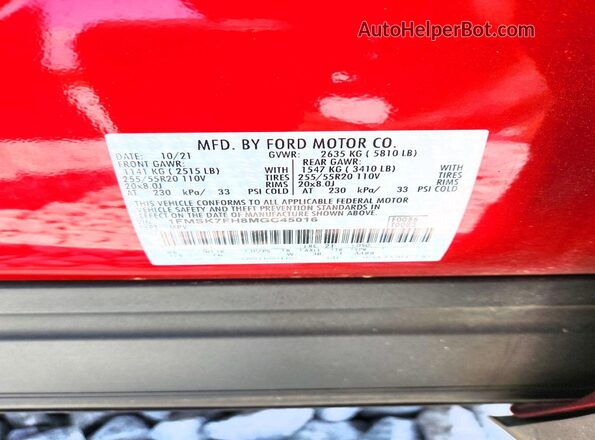 1FMSK7FH8MGC45016 2021 FORD EXPLORER Red 