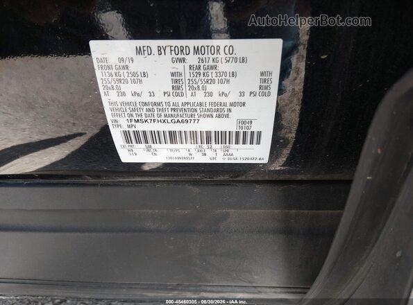 1FMSK7FHXLGA69777 2020 FORD EXPLORER Black Շարժիչի բաժամունքի տեսք