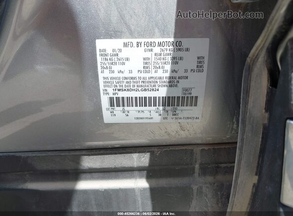 1FMSK8DH2LGB52824 2020 FORD EXPLORER Silver Vista del compartimento del motor