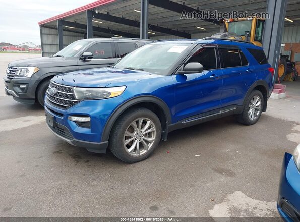 1FMSK8DH4LGA53339 2020 FORD EXPLORER Blue Առջևի ձախ երեք քառորդ տեսարան