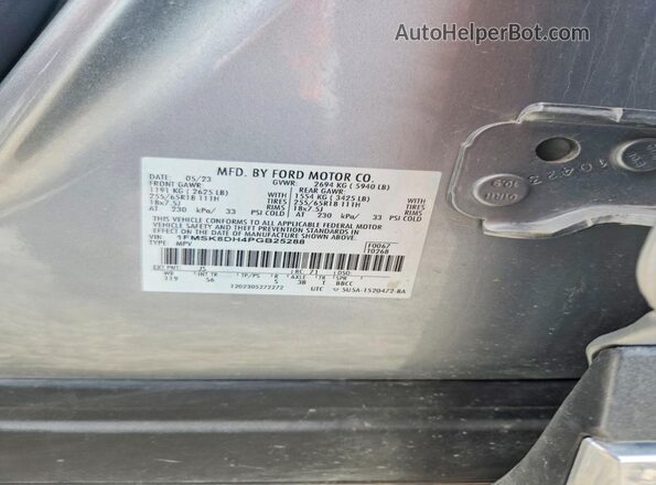 1FMSK8DH4PGB25288 2023 FORD EXPLORER Gray VIN კოდის სტიკერის ხედი