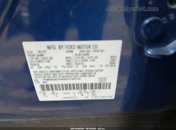 1FMSK8DH8NGC48539 2022 FORD EXPLORER Blue Widok komory silnika
