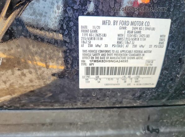 1FMSK8DH9NGA24695 2022 FORD EXPLORER Black 
