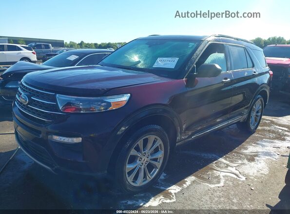 1FMSK8DHXNGC16353 2022 FORD EXPLORER Purple წინა მარცხენა ხედი სამი მეოთხედიდან