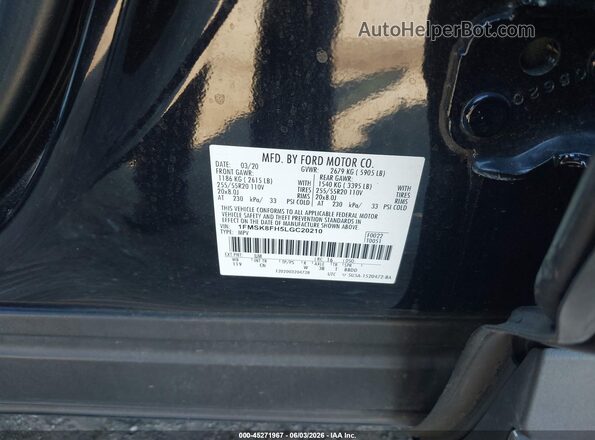 1FMSK8FH5LGC20210 2020 FORD EXPLORER Black ძრავის განყოფილების ხედი