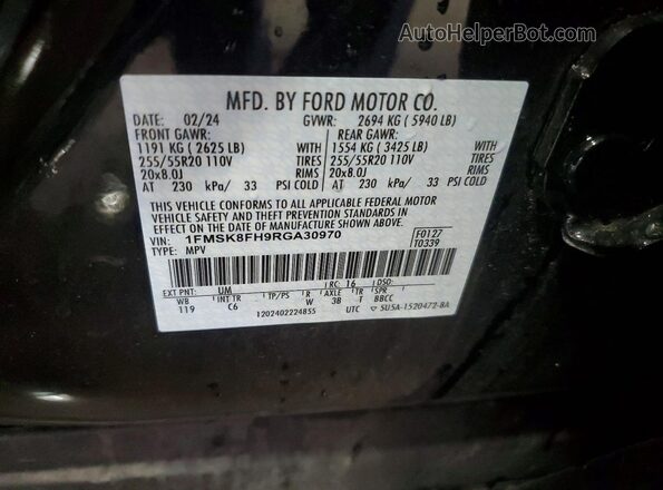 1FMSK8FH9RGA30970 2024 FORD EXPLORER Черный Вид наклейки с VIN-кодом