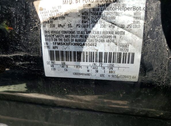 1FMSK8FHXNGA95482 2022 FORD EXPLORER Black 