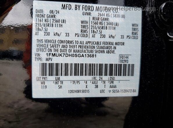 1FMUK7DH0SGA13681 2025 FORD EXPLORER Black 