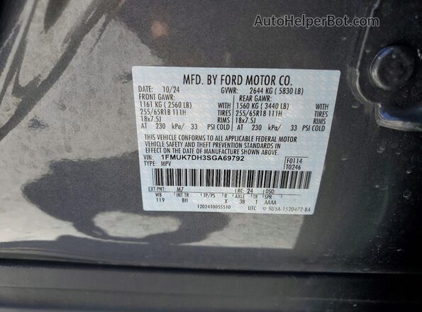 1FMUK7DH3SGA69792 2025 FORD EXPLORER Серый 