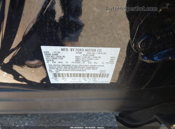 1FMUK8DH3SGA96285 2025 FORD EXPLORER Black ძრავის განყოფილების ხედი