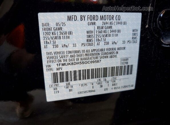 1FMUK8DH5SGC09587 2025 FORD EXPLORER Black 