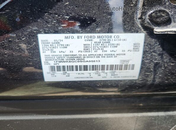 1FMWK8GC0SGA05613 2025 FORD EXPLORER Black Vista de la etiqueta del VIN