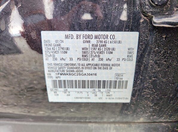 1FMWK8GC2SGA30416 2025 FORD EXPLORER Black VIN sticker view
