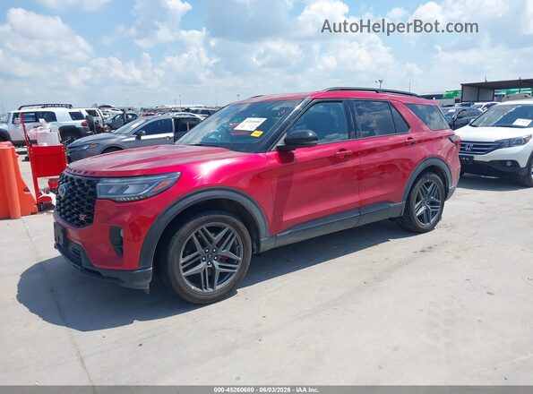 1FMWK8GCXSGA90816 2025 FORD EXPLORER Red წინა მარცხენა ხედი სამი მეოთხედიდან