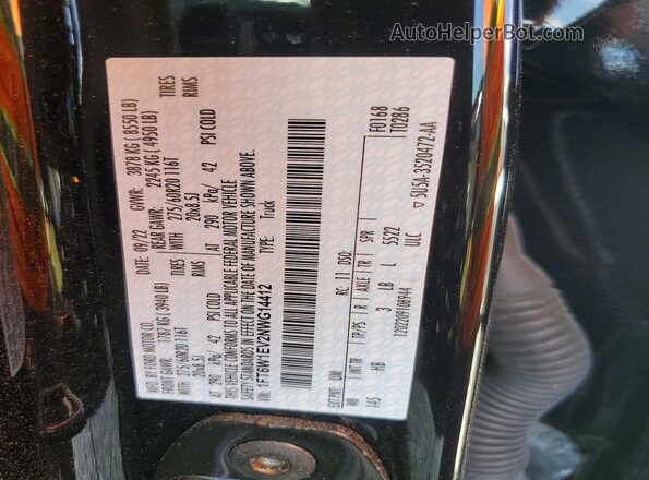 1FT6W1EV2NWG14412 2022 FORD F150 Black Вид наклейки з VIN-кодом