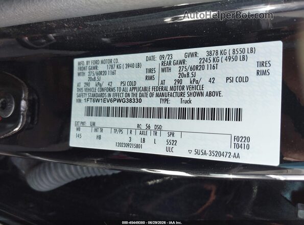 1FT6W1EV6PWG38330 2023 FORD F-150 LIGHTNING Black Շարժիչի բաժամունքի տեսք