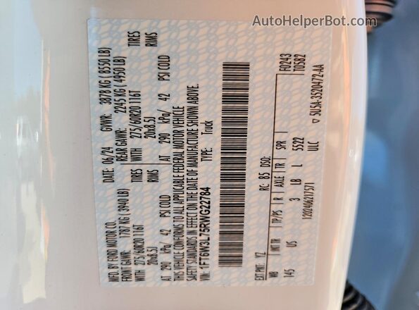 1FT6W3L75RWG22784 2024 FORD F150 Белый Вид подкапотного пространства