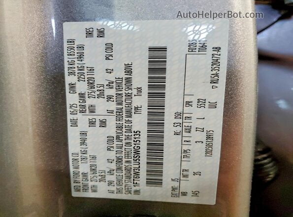 1FT6W3LU5SWG15135 2025 FORD F150 Gray ძრავის განყოფილების ხედი