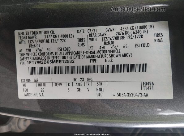 1FT7W2B65MEE12532 2021 FORD F-250 Gray Вид підкапотного простору