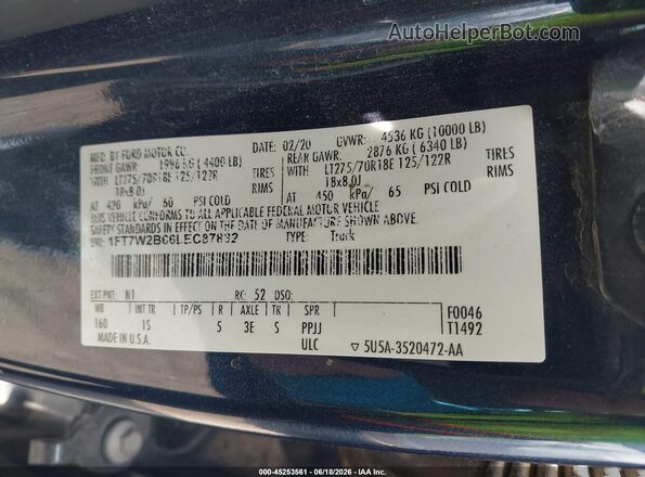 1FT7W2B66LEC87832 2020 FORD F-250 Dark Blue Вид подкапотного пространства
