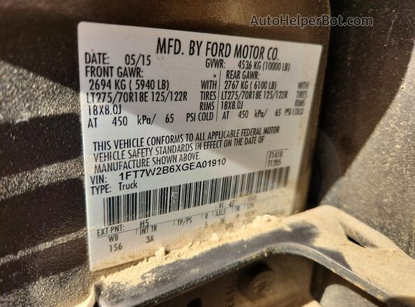 1FT7W2B6XGEA01910 2016 FORD F250 Black ძრავის განყოფილების ხედი