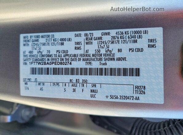 1FT7W2BA0PED80274 2023 FORD F250 Silver ძრავის განყოფილების ხედი