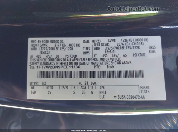 1FT7W2BN9PEE11136 2023 FORD F-250 Black Вид підкапотного простору