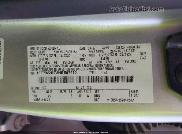 1FT7W2BT4HEE97410 2017 FORD F-250 Silver Widok komory silnika